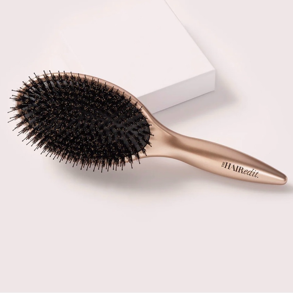 💛 The Hair Edit Finish & Shine Lightweight Boar Bristle Brush - Gold  NWT